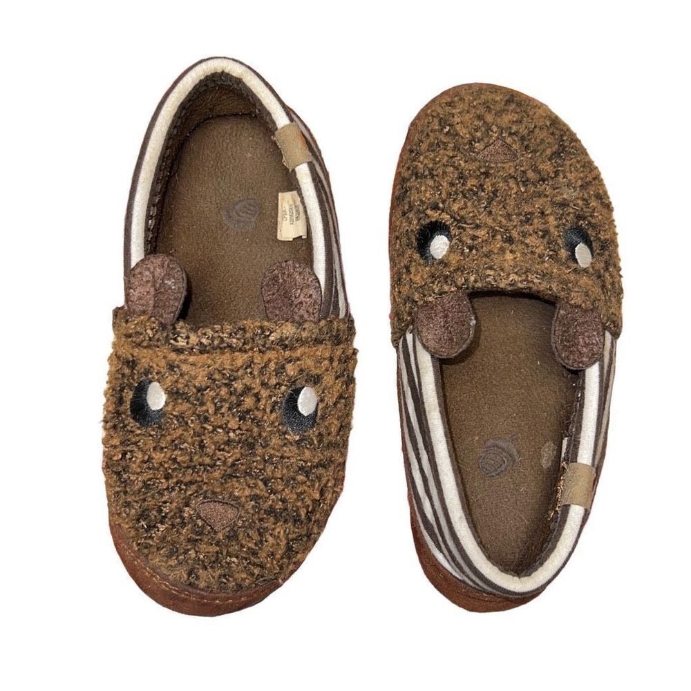 Acorn Kids Critter Novelty Moc Slip On Bear Slippers Fleece Lining size 1-2